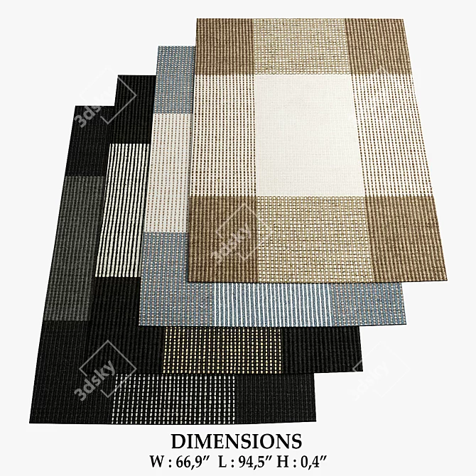 Bologna Ocean Grey Black Rugs 3D model image 1