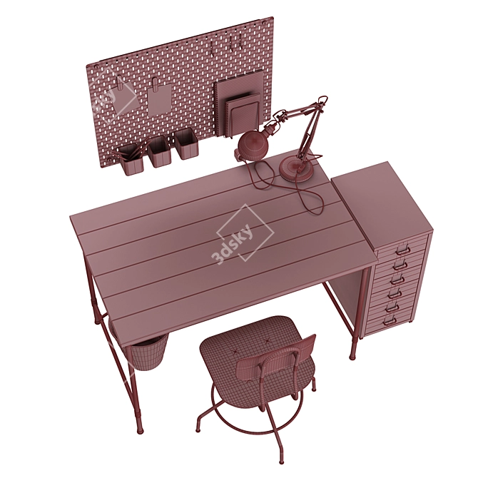 "Sleek Black Workstation Set - IKEA's Finest! 3D model image 3