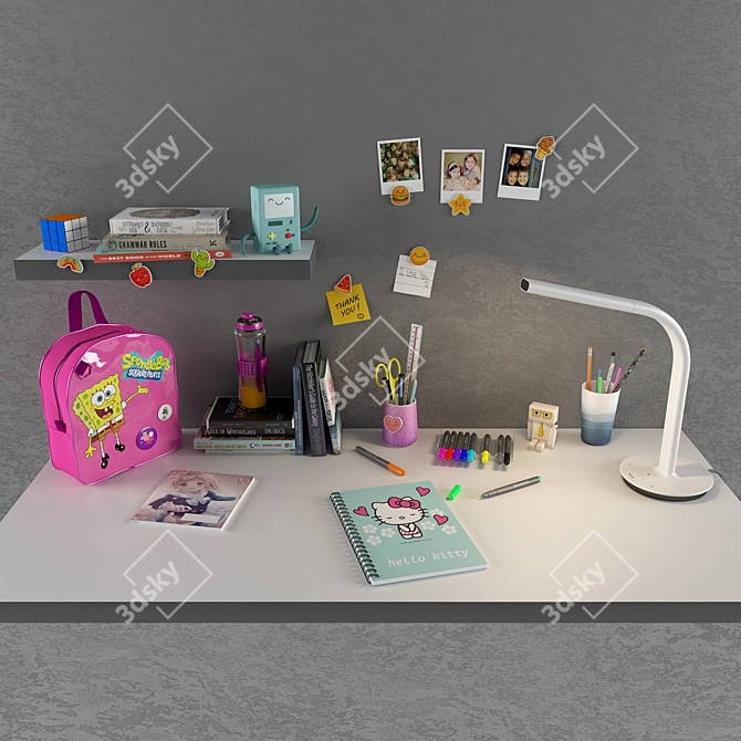 Fashionable School Decor Set 3D model image 1