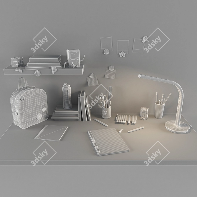 Fashionable School Decor Set 3D model image 2