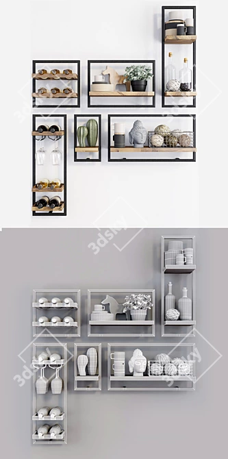Teak House Loft Wall Shelf 3D model image 3