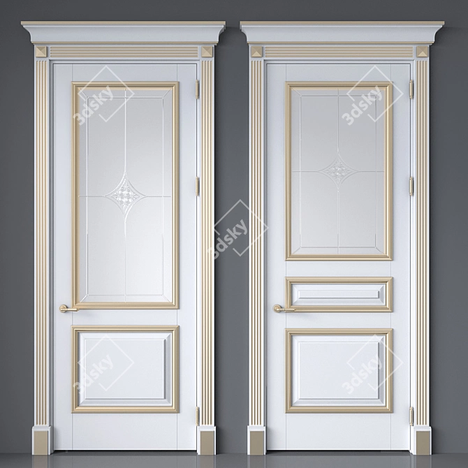 Elegant Classic Interior Doors 3D model image 1
