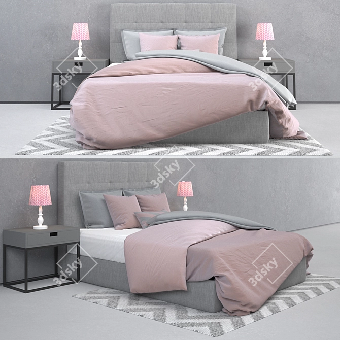 Valentina Pink Dream Bed 3D model image 1