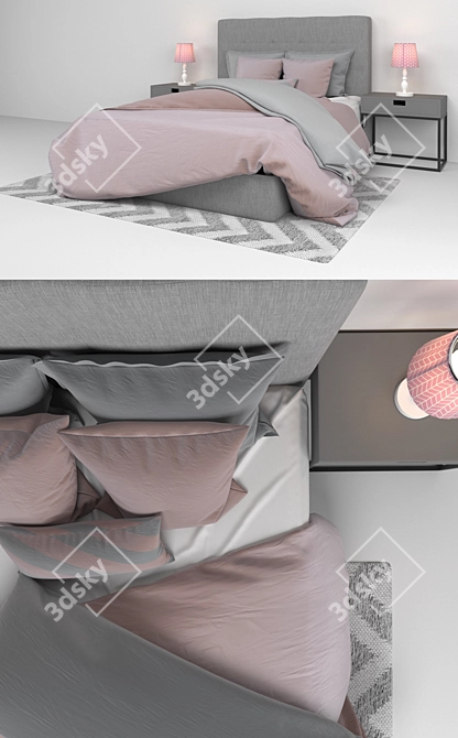 Valentina Pink Dream Bed 3D model image 3