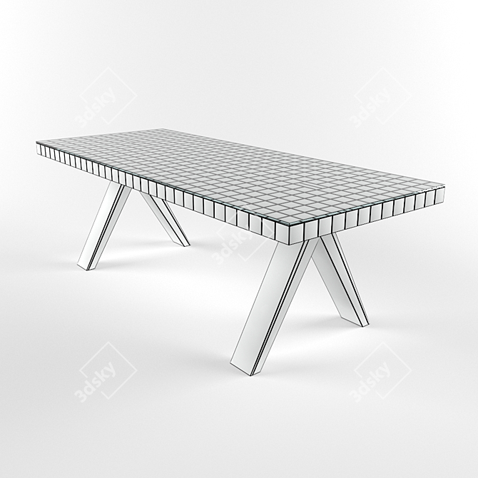 Cubik Glass Top Metal Legs 3D model image 2