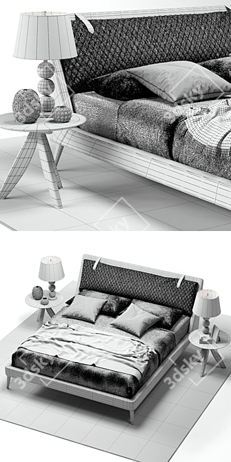 Modern Chelsea Bed & Circus Table Set 3D model image 3