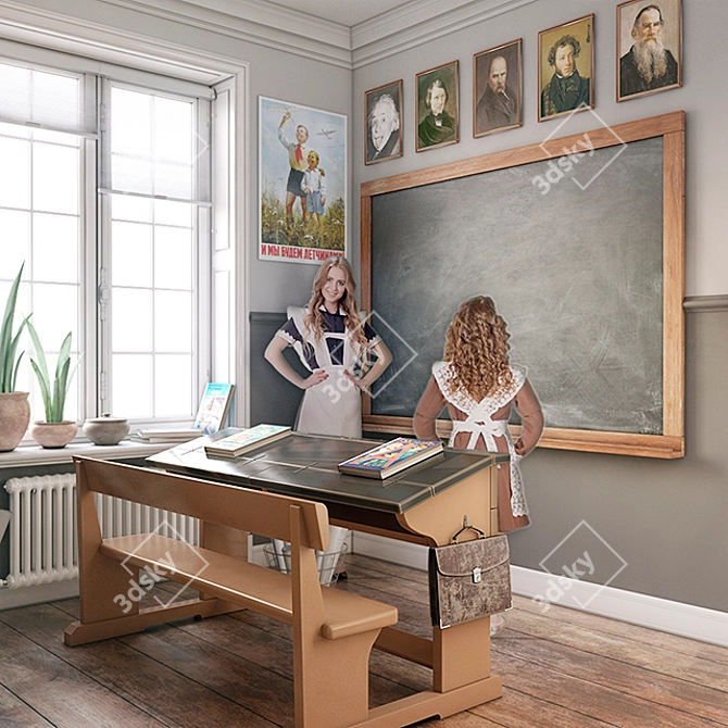 Classroom Chic: School Class + Decor 3D model image 1