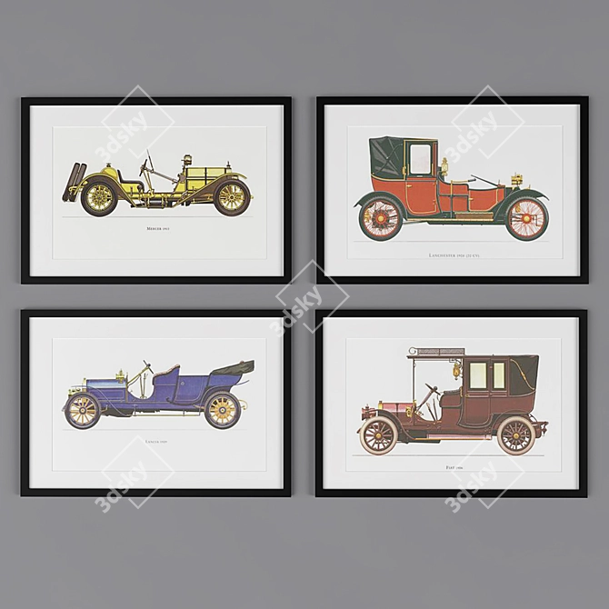 Vintage Motoring Prints 3D model image 1