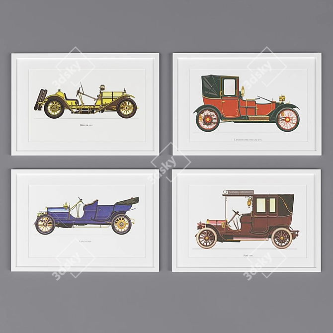 Vintage Motoring Prints 3D model image 2