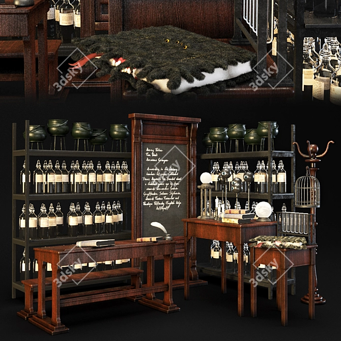 Title: Magical Hogwarts Interior Décor 3D model image 1