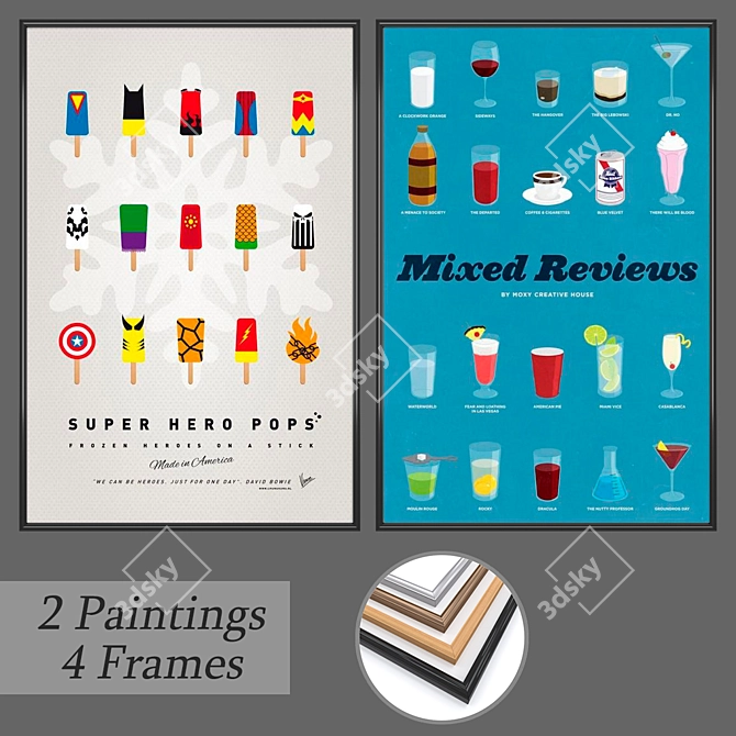 Modern Wall Art Set 3D model image 1