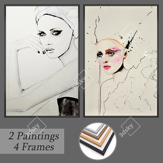  Versatile Set of Wall Paintings 3D model image 1