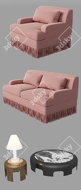 Luxurious Bottega Veneta Rudi Sofa Set 3D model image 3