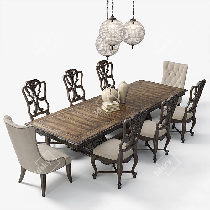 Rhapsody Rustic Dining: Casual Opulence 3D model image 1