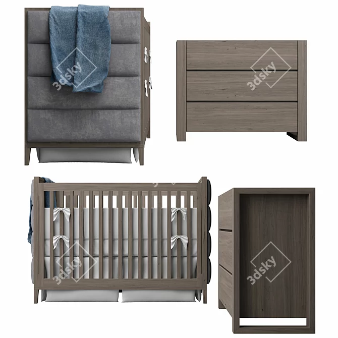 Elegant Restoration Hardware Nursery Set 3D model image 2