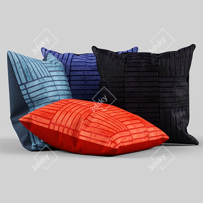 Patterned Cushion Cover Set 3D model image 1