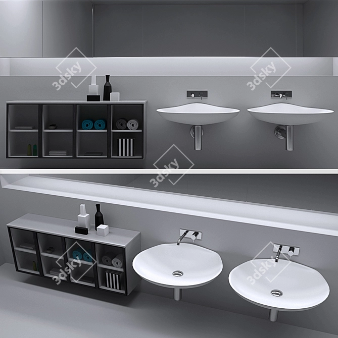 Elegant Lupi Bath Furniture Set 3D model image 1