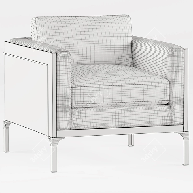 Gray Plaid Oak Armchair | Modern Classic 3D model image 3
