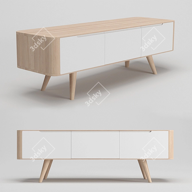 Elegant Oak TV Sideboard 3D model image 1