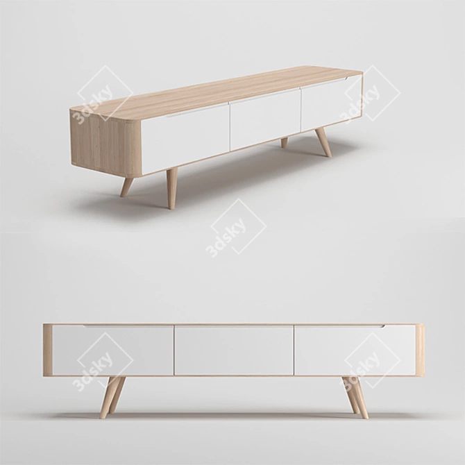 Elegant Oak TV Sideboard 3D model image 2