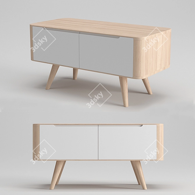 Gazzda Ena Oak Bench: Solid, Stylish, Functional 3D model image 1