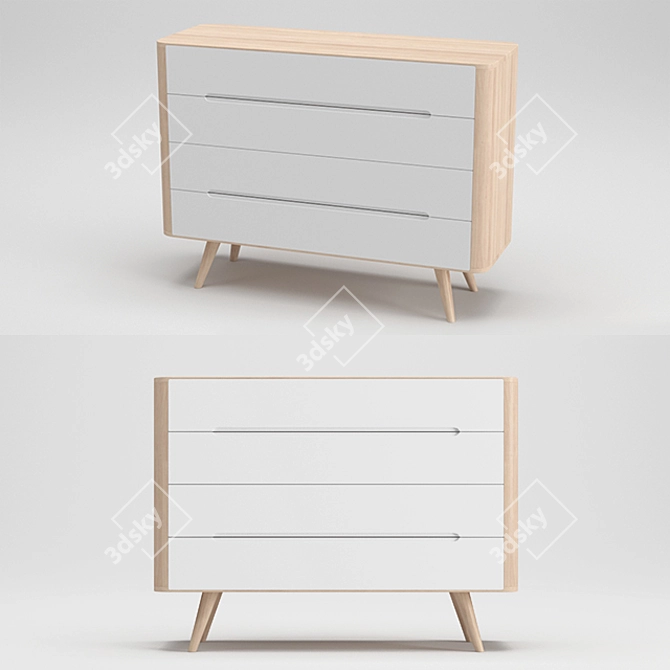 Modern Oak Chest of Drawers 3D model image 1