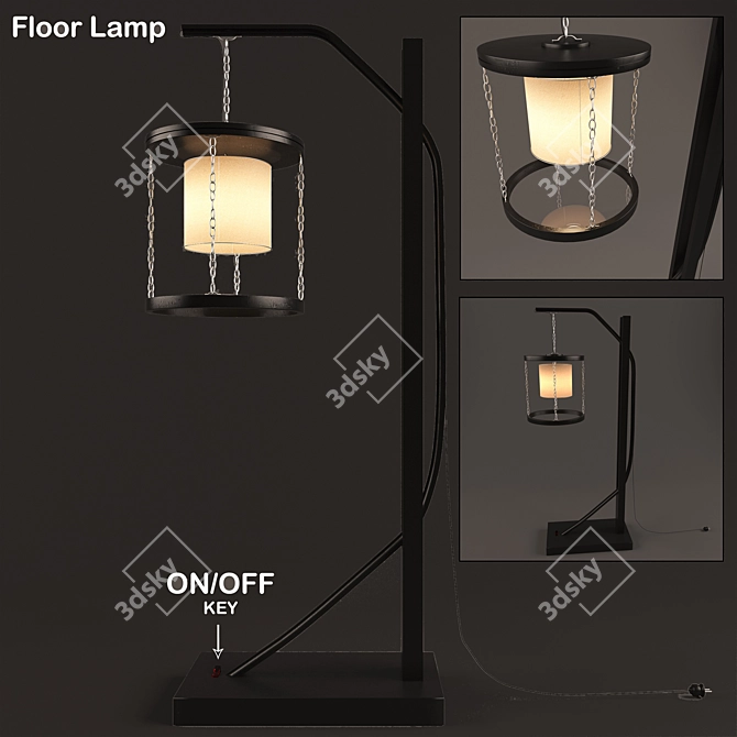 Sleek Metal Floor Lamp 3D model image 1