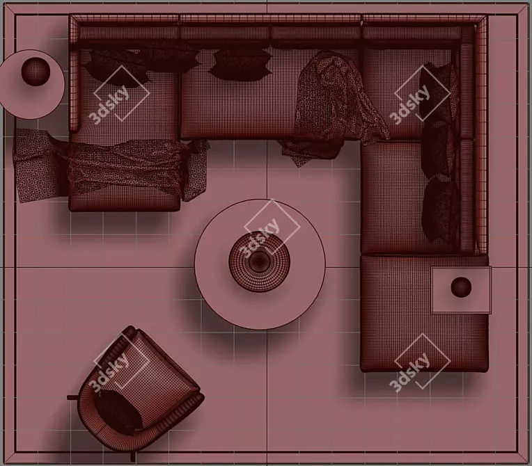 Modern West elm Sectional Set 3D model image 3