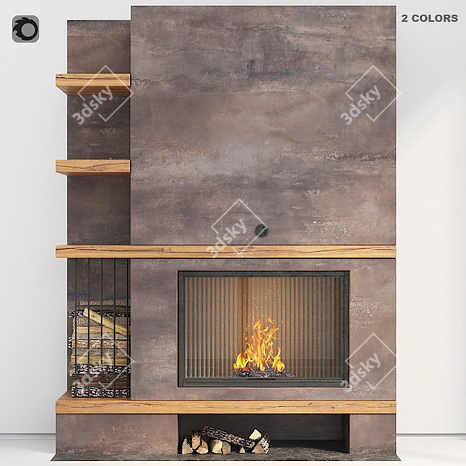 Modern White Plastered Fireplace 3D model image 2