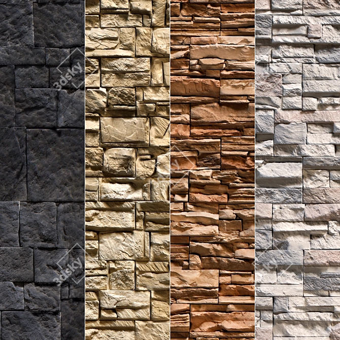 Modern Stone Walls Set 14 - Corona Material 3D model image 1