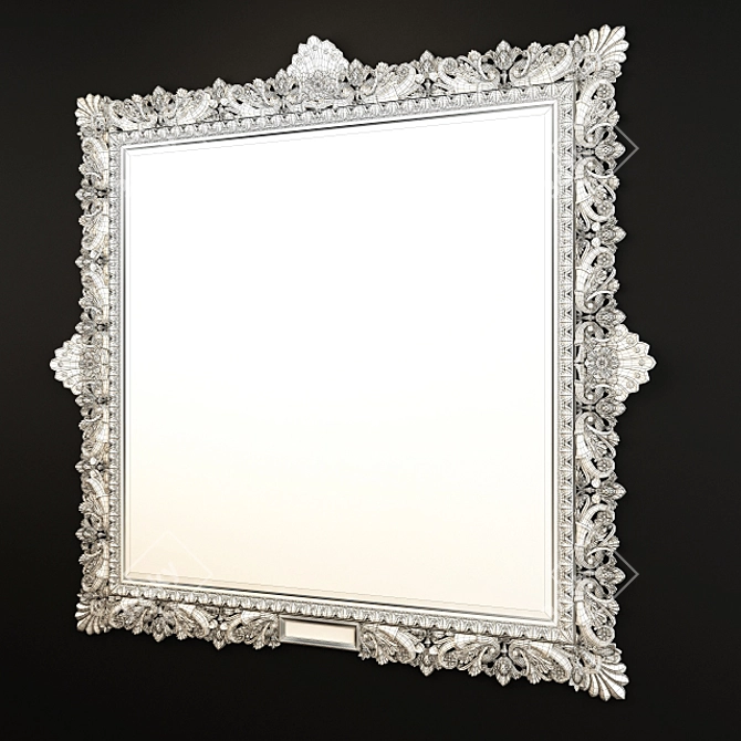 Elegantly Carved Gilded Mirror 3D model image 3