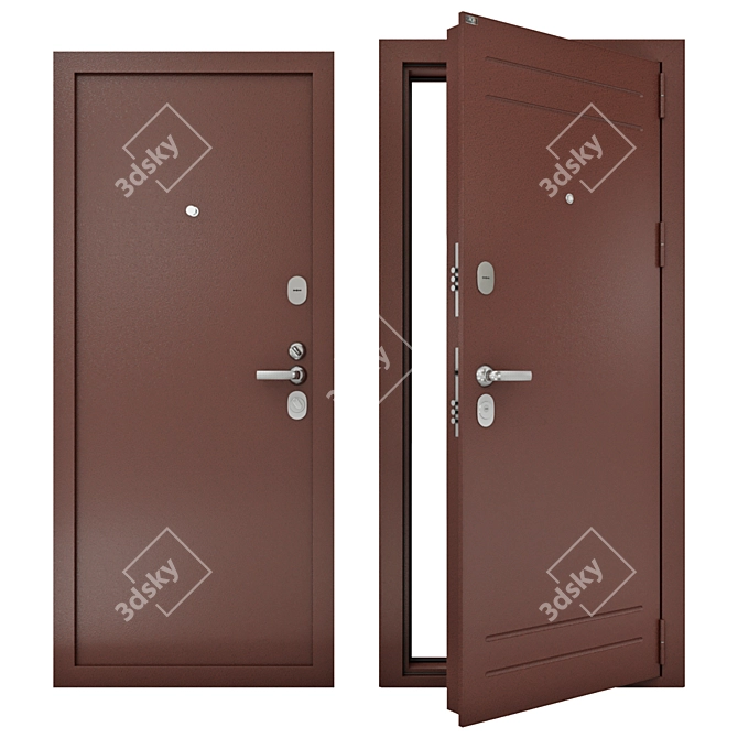 Sturdy Steel Entrance Doors - Groff T1-210 3D model image 1