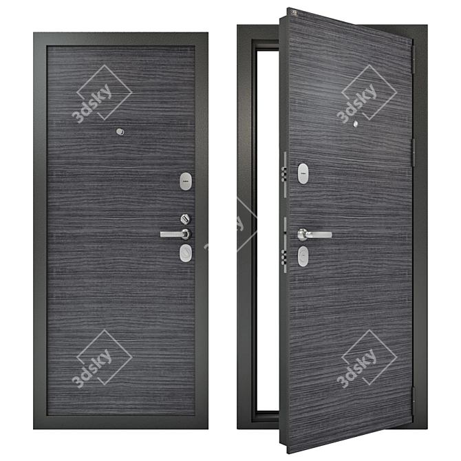  Sturdy Steel Entrance Doors - Groff T 3D model image 1