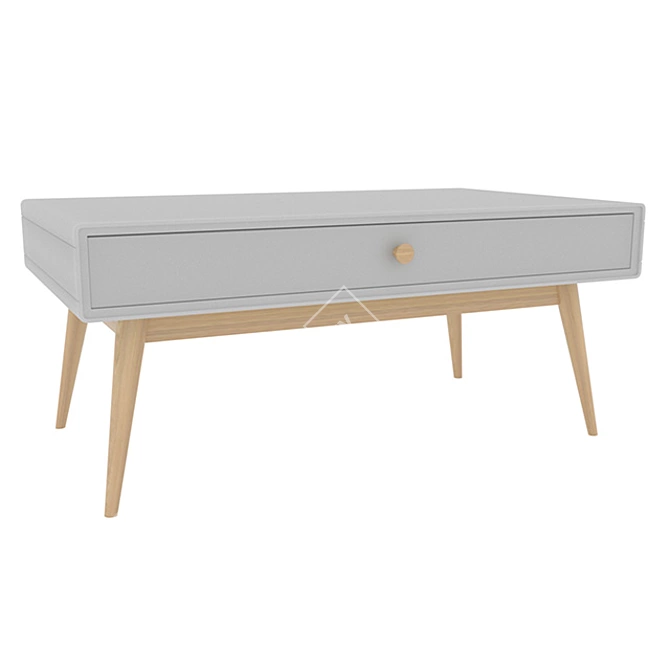Modern White Coffee Table with Drawer & Niche 3D model image 1