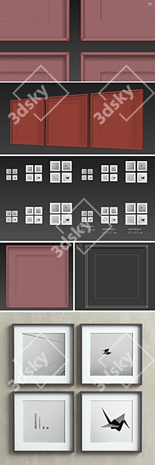 Multicolored Picture Frames Set 3D model image 3