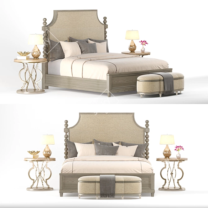 Morrissey Healey Panel Bed: Luxurious Upholstered King Size Bed by A.R.T. Furniture 3D model image 1