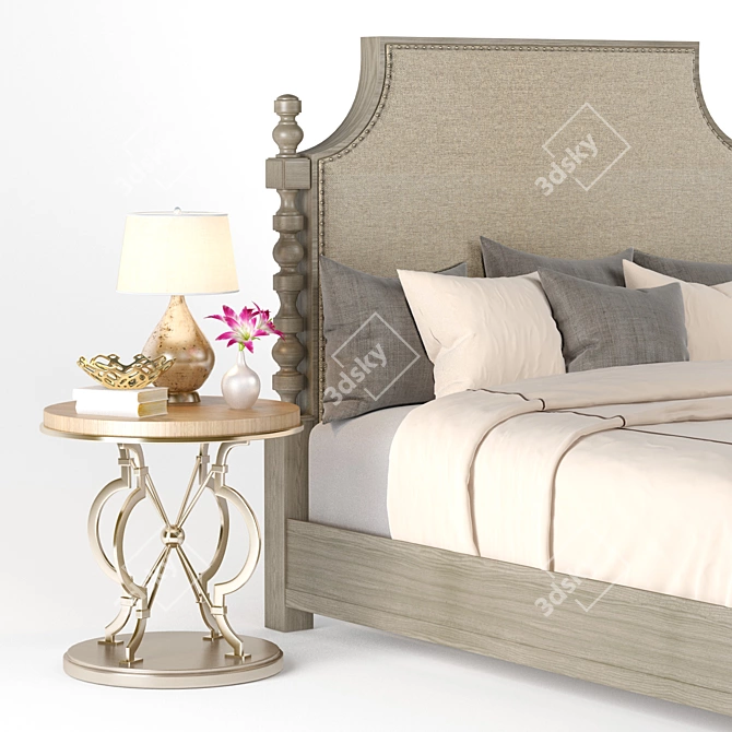 Morrissey Healey Panel Bed: Luxurious Upholstered King Size Bed by A.R.T. Furniture 3D model image 2