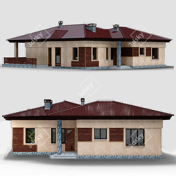 Modern Single-Story Residence 3D model image 1