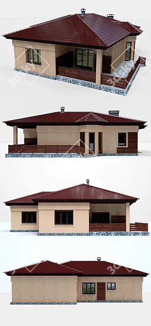 Modern Single-Story Residence 3D model image 2