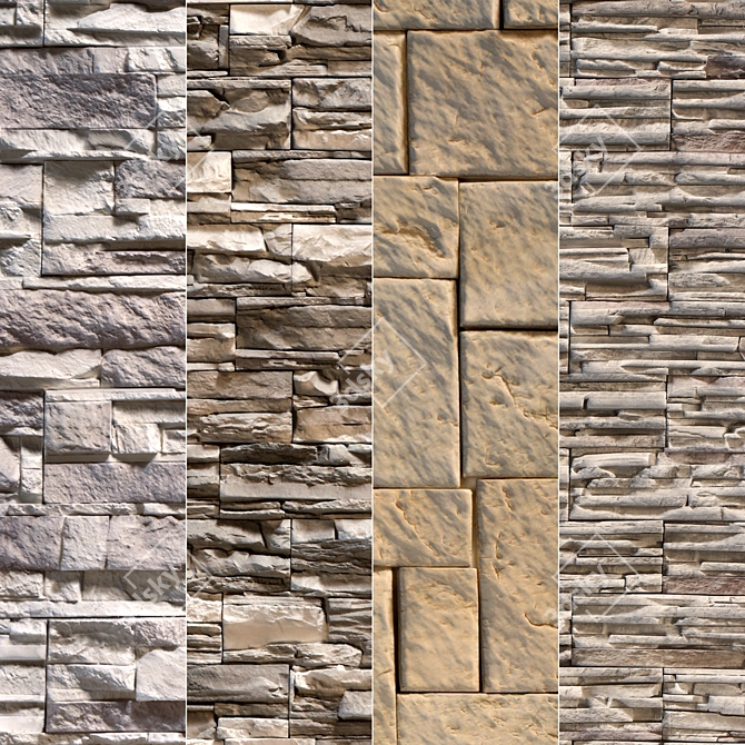Modern Stone Walls Set 16: Corona Material, 3K Textures 3D model image 1