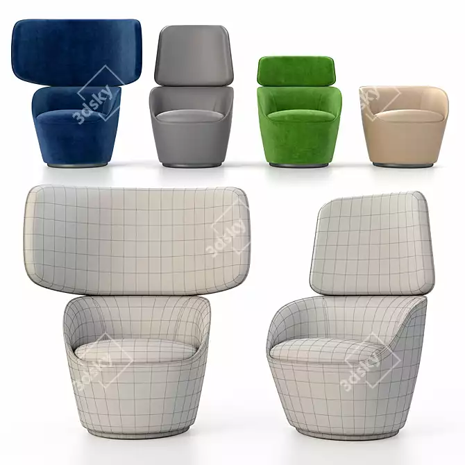 Sleek Radar Armchairs: Modern Comfort 3D model image 3