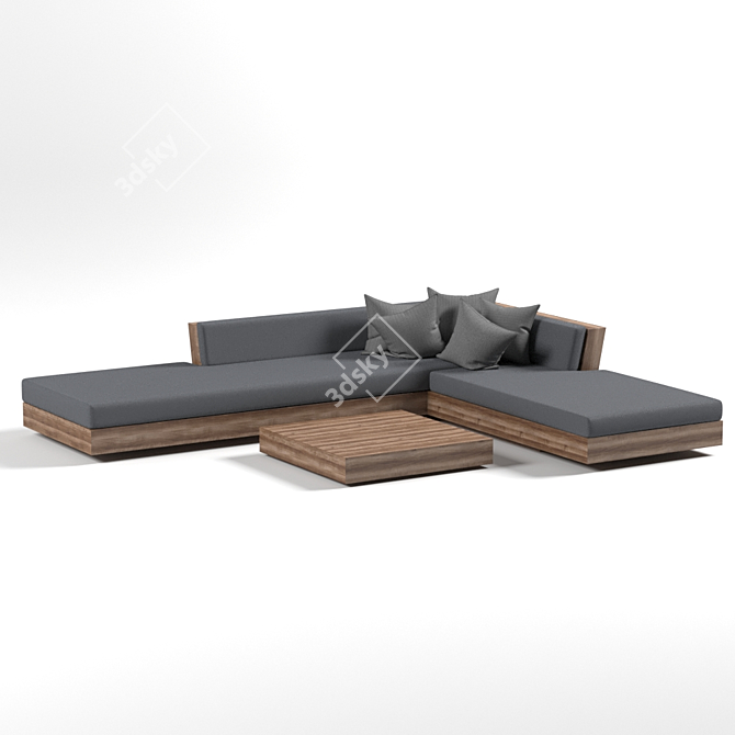 Modern 2-Seater Sofa Set 3D model image 2