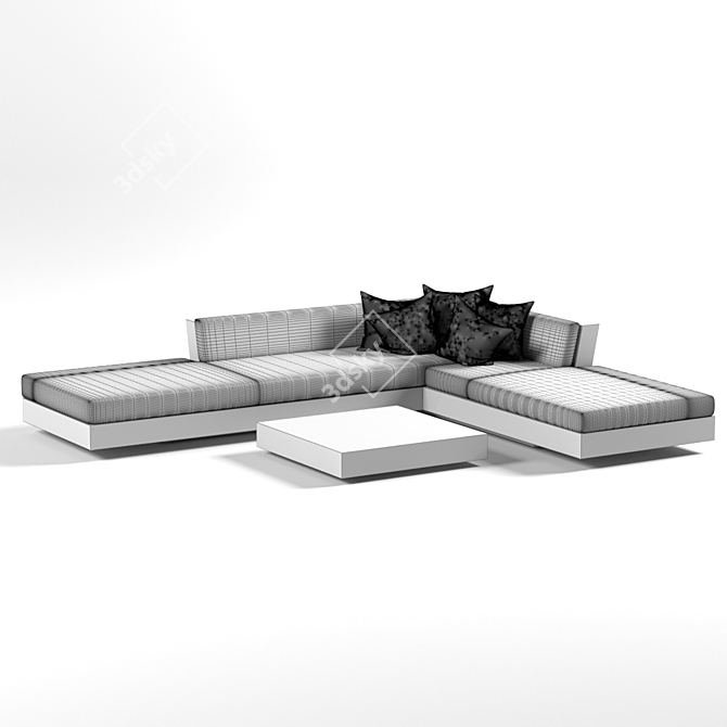 Modern 2-Seater Sofa Set 3D model image 1