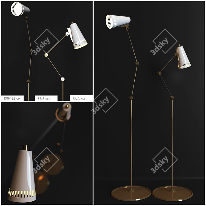 Elegant Thomas O'Brien Floor Lamp 3D model image 1