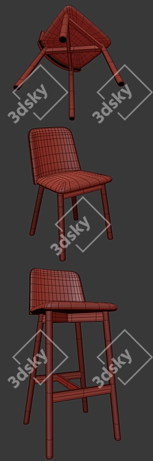 Chip Bar Stool & Dining Chair Set 3D model image 3