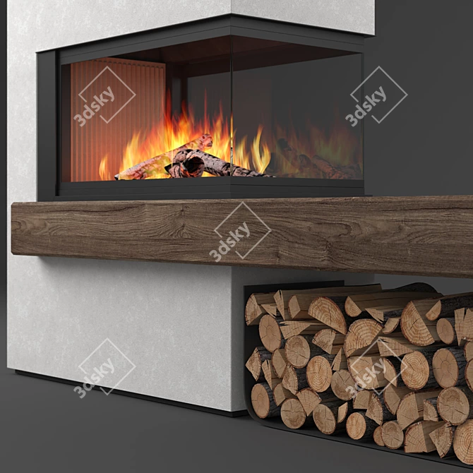 Piazzetta MA272SL: Radiant Wood Fireplace 3D model image 2