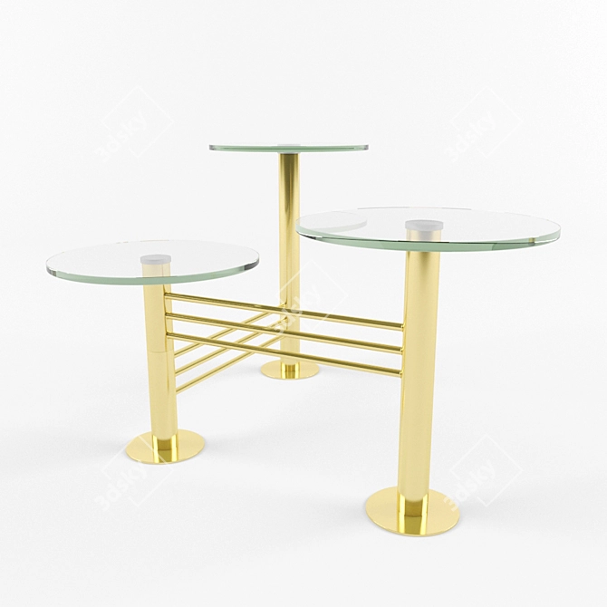 Glamorous Gold Glass Side Table 3D model image 1