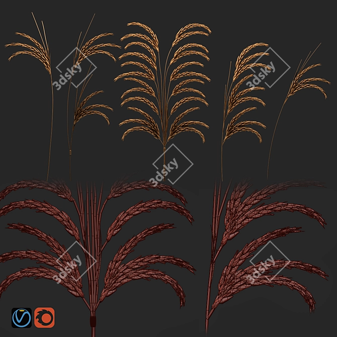 Modern Wheat Decor Set for Wall 3D model image 3