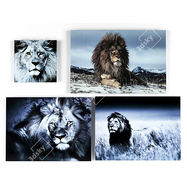 Majestic Lion Glass Art 3D model image 1