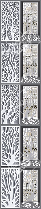 Title: Elegant Decorative Partitions - Set of 5 3D model image 2